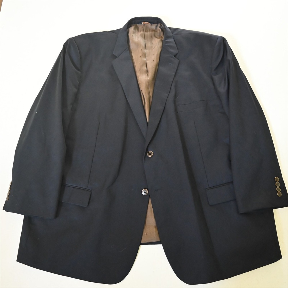 Joseph & Feiss 58R Navy Blue Gold Button 100% Wool Blazer Suit Jacket Sport Coat